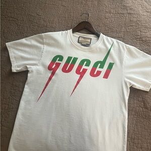 Gucci White Tee with Red and Green Accents